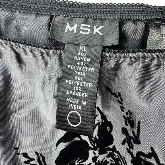 MSK Silver Black Velvet Floral Skirt XL – Holiday Party Dress Midi - Picture 2 of 12